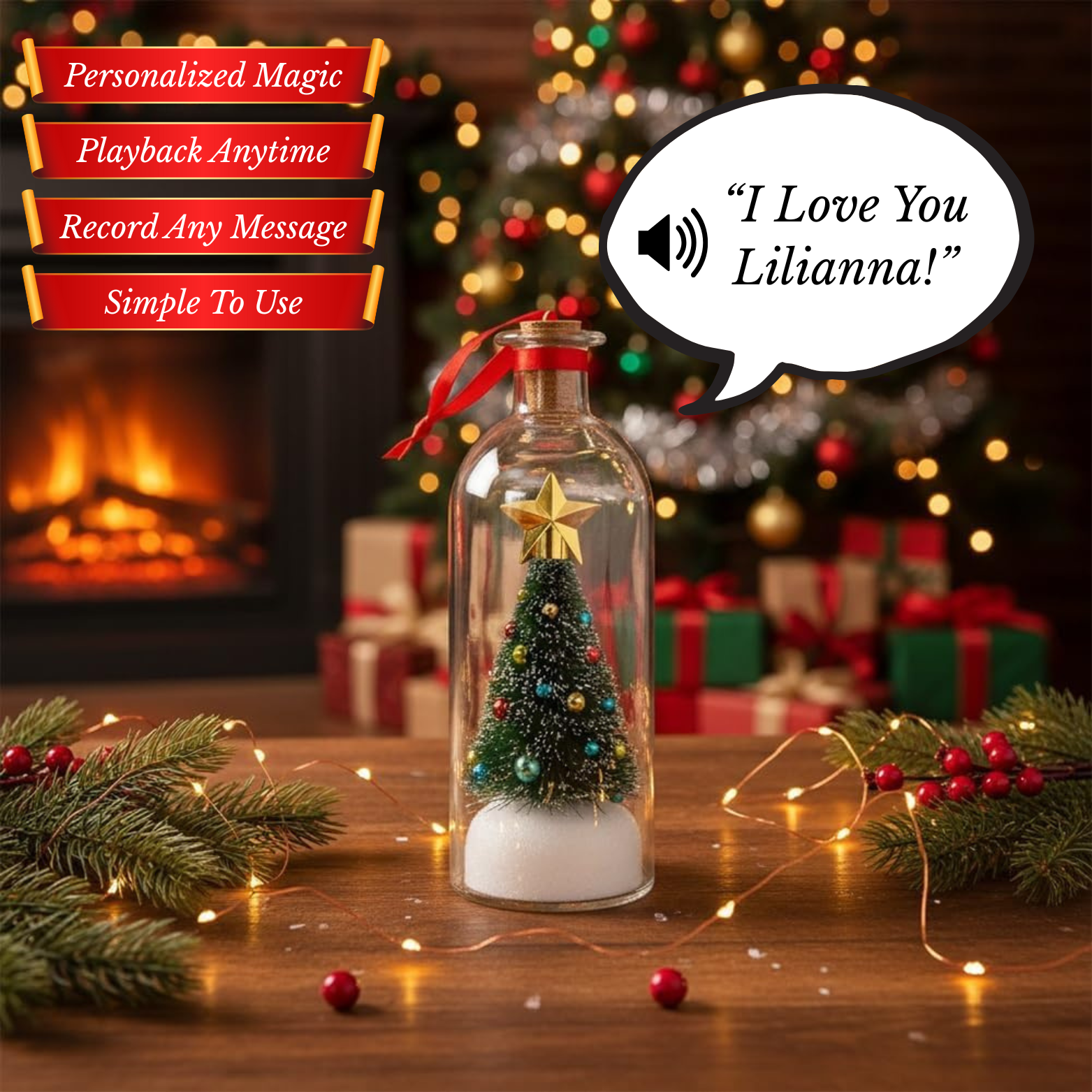 Recordable 8 Christmas Tree Bottle - Making Christmas Personal Again